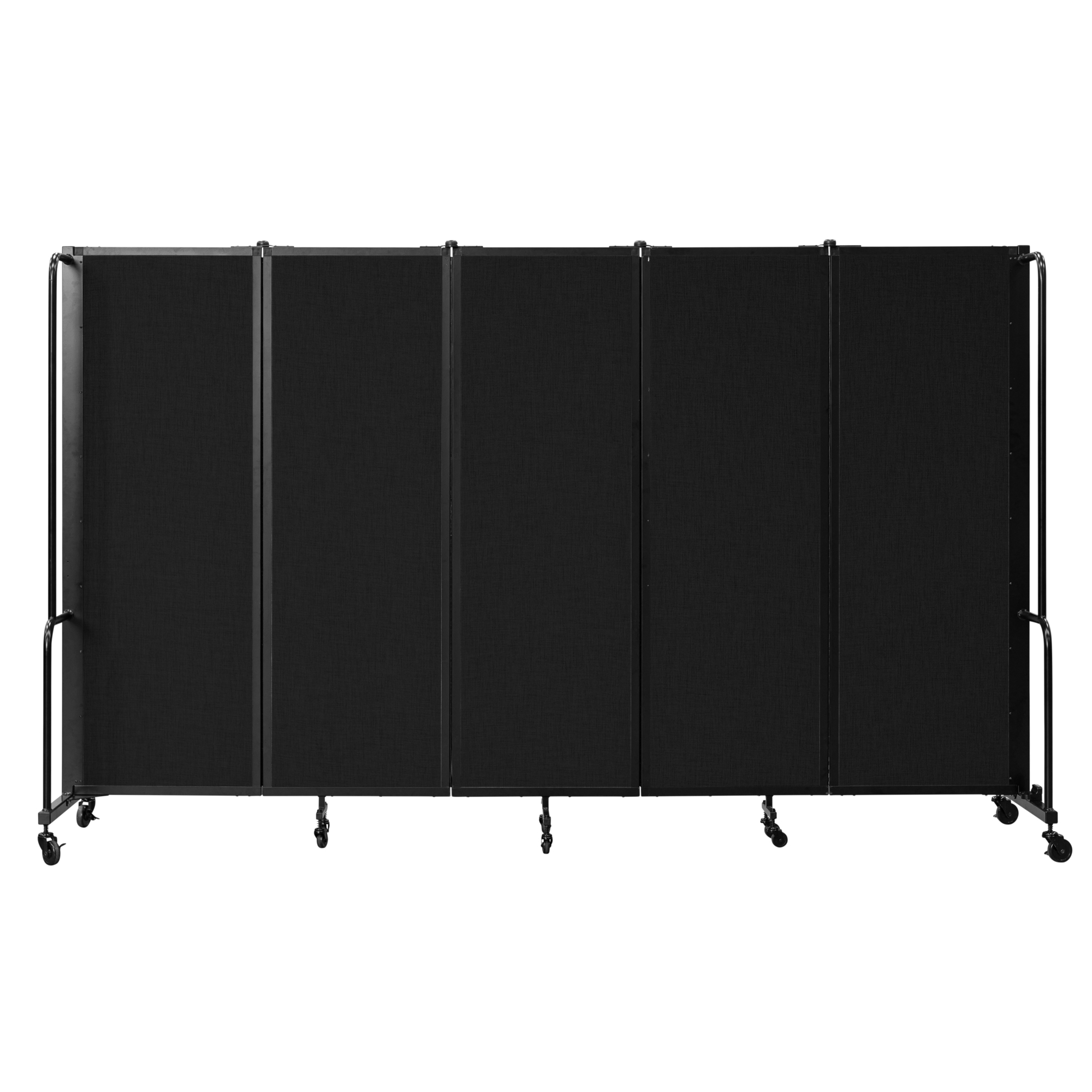 National Public Seating, Room Divider, 6ft.HT,5 Black PET Panels,Black Frame, Material PET, Height 72 in, Width 27 in, Model# RDB6-5PT10